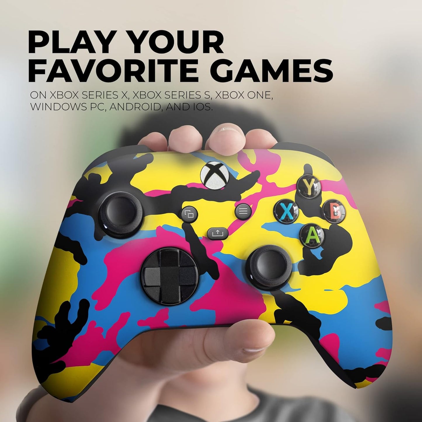 Cmyk Camo Custom X-Box Controller Wireless Compatible with X-Box One/X-Box Series X/S Proudly Customized in USA with Permanent HYDRO-DIP Printing (NOT JUST a SKIN)
