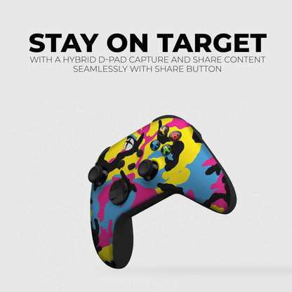 Cmyk Camo Custom X-Box Controller Wireless Compatible with X-Box One/X-Box Series X/S Proudly Customized in USA with Permanent HYDRO-DIP Printing (NOT JUST a SKIN)