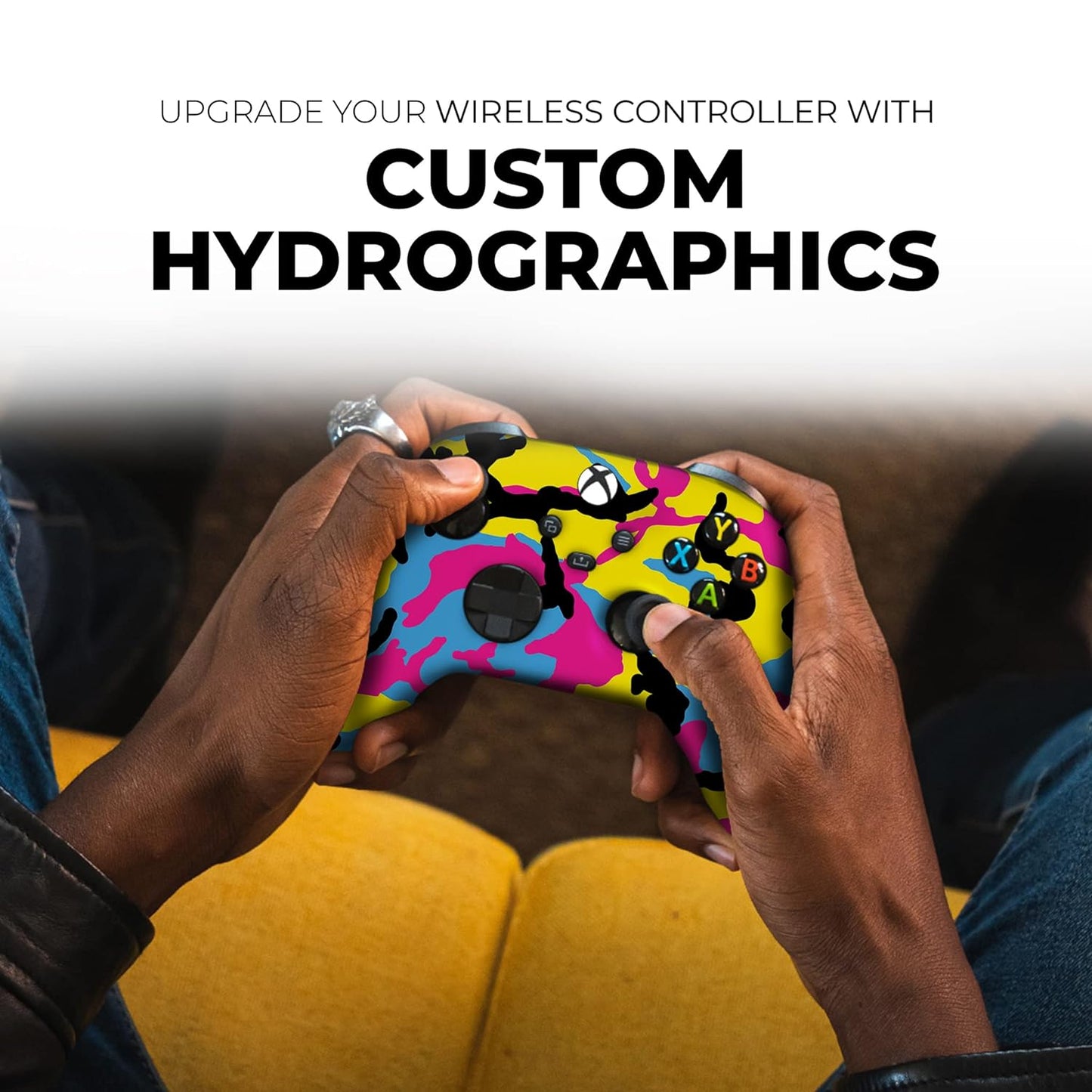 Cmyk Camo Custom X-Box Controller Wireless Compatible with X-Box One/X-Box Series X/S Proudly Customized in USA with Permanent HYDRO-DIP Printing (NOT JUST a SKIN)