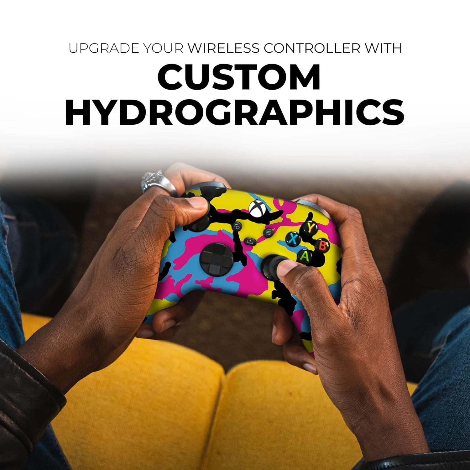 Cmyk Camo Custom X-Box Controller Wireless Compatible with X-Box One/X-Box Series X/S Proudly Customized in USA with Permanent HYDRO-DIP Printing (NOT JUST a SKIN)